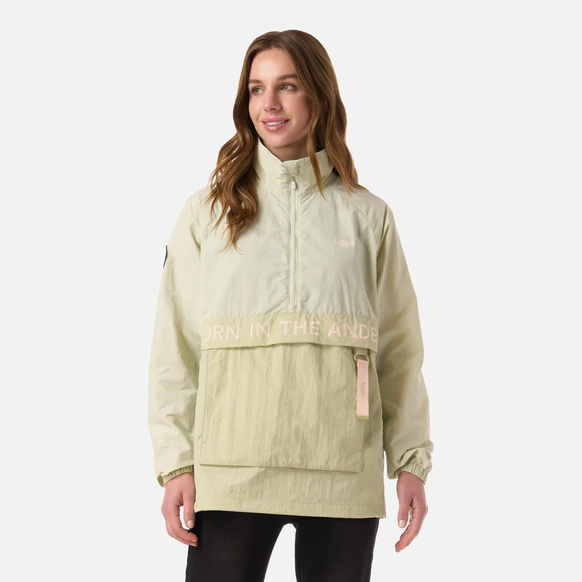 LIPPI - Chaqueta Mujer WindCity WindBreaker 1/4 Zip Jacket Verde Claro Lippi