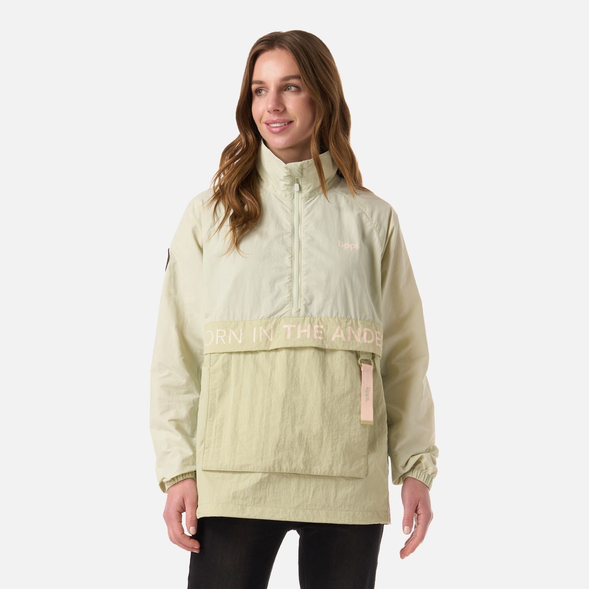 LIPPI - Chaqueta Mujer WindCity WindBreaker 1/4 Zip Jacket Verde Claro Lippi