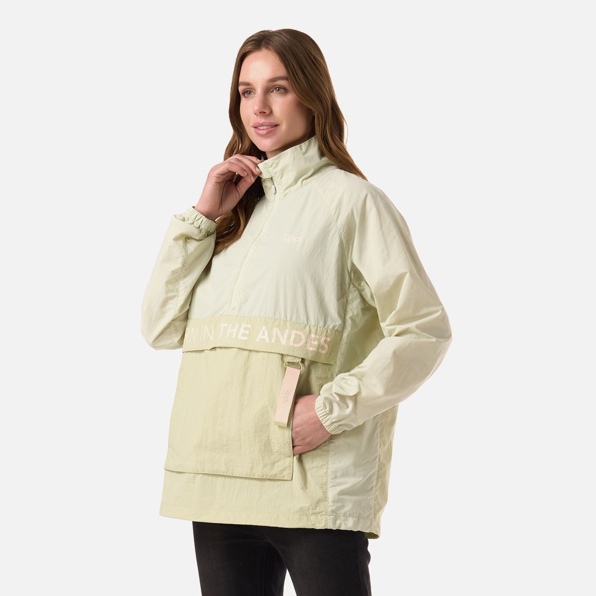 LIPPI - Chaqueta Mujer WindCity WindBreaker 1/4 Zip Jacket Verde Claro Lippi