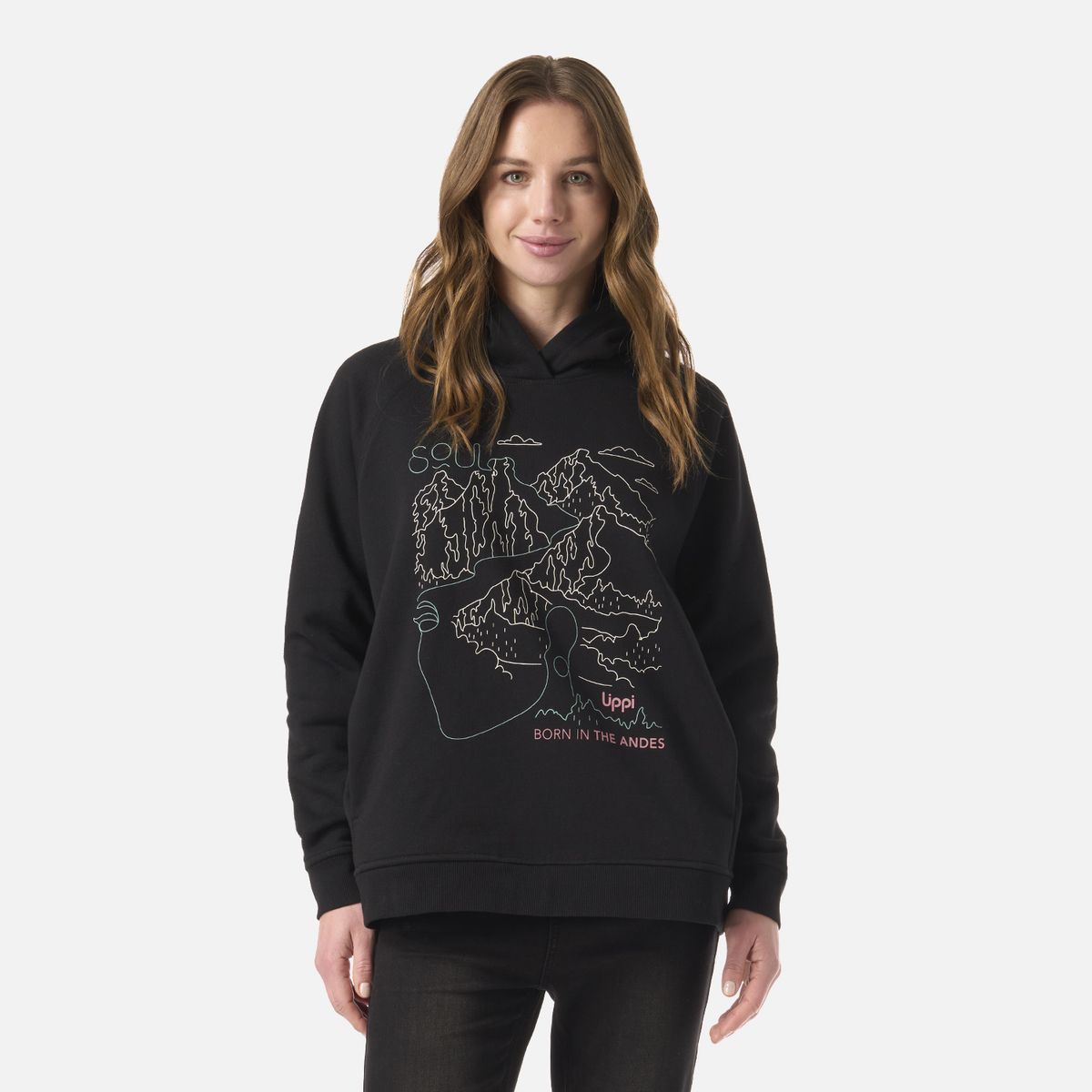 LIPPI - Polerón Mujer Insigne Hoody Sweatshirt Front Print Negro Lippi