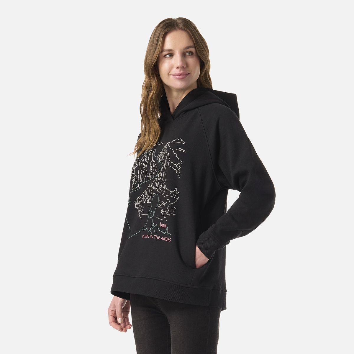 LIPPI - Polerón Mujer Insigne Hoody Sweatshirt Front Print Negro Lippi