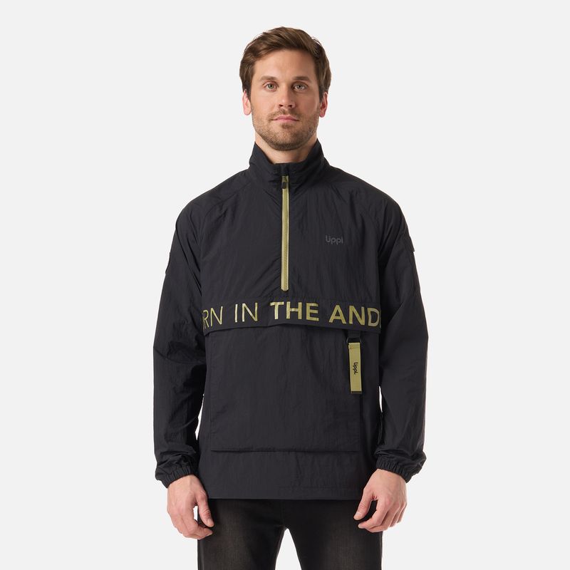 LIPPI - Chaqueta Hombre WindCity WindBreaker 1/4 Zip Jacket Negro Lippi