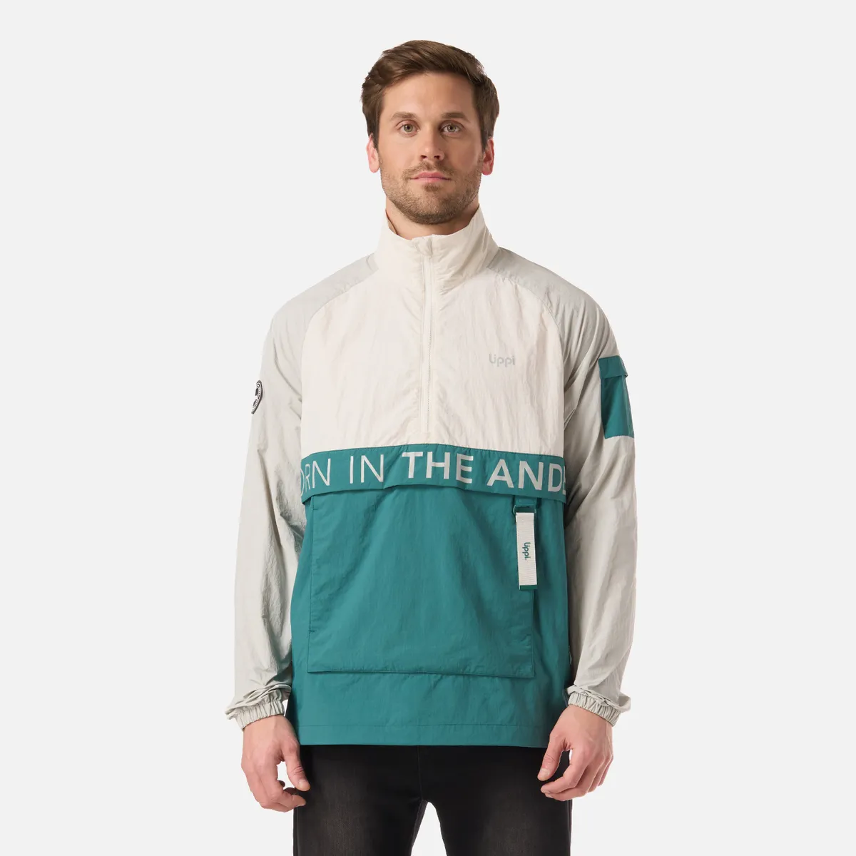 LIPPI - Chaqueta Hombre WindCity WindBreaker 1/4 Zip Jacket Gris Claro Lippi