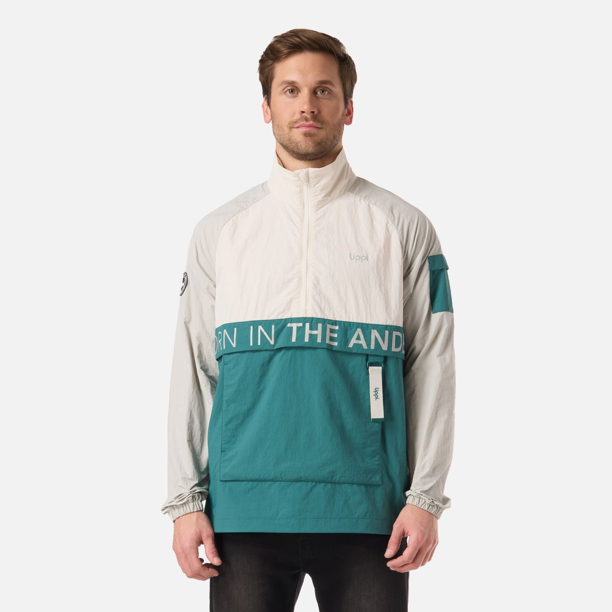 LIPPI - Chaqueta Hombre WindCity WindBreaker 1/4 Zip Jacket Gris Claro Lippi