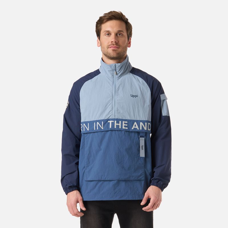 LIPPI - Chaqueta Hombre WindCity WindBreaker 1/4 Zip Jacket Azul Piedra Lippi