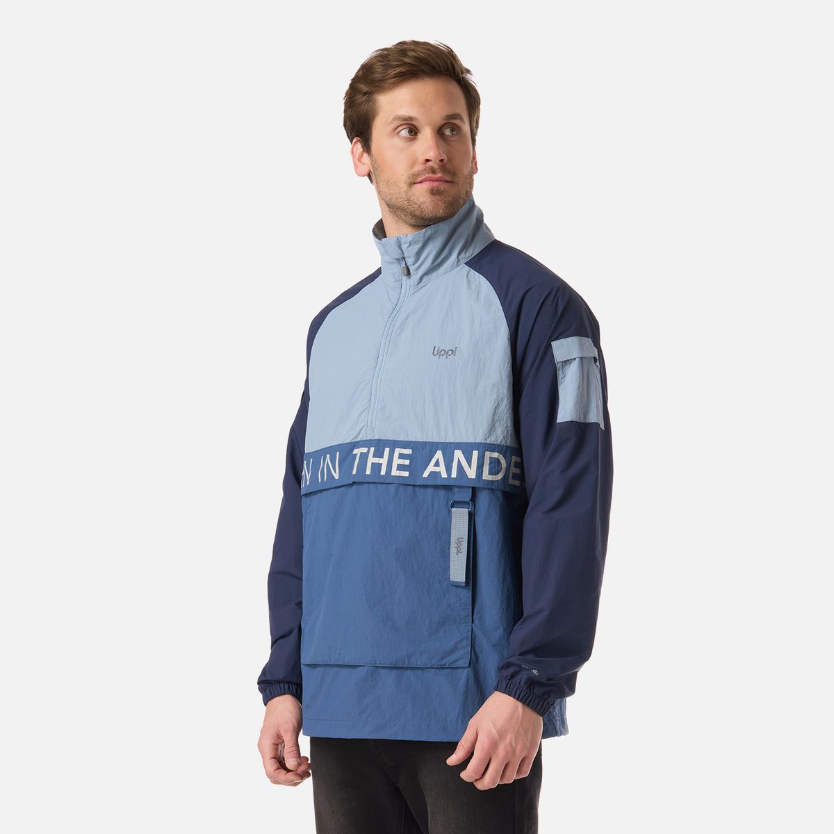 LIPPI - Chaqueta Hombre WindCity WindBreaker 1/4 Zip Jacket Azul Piedra Lippi