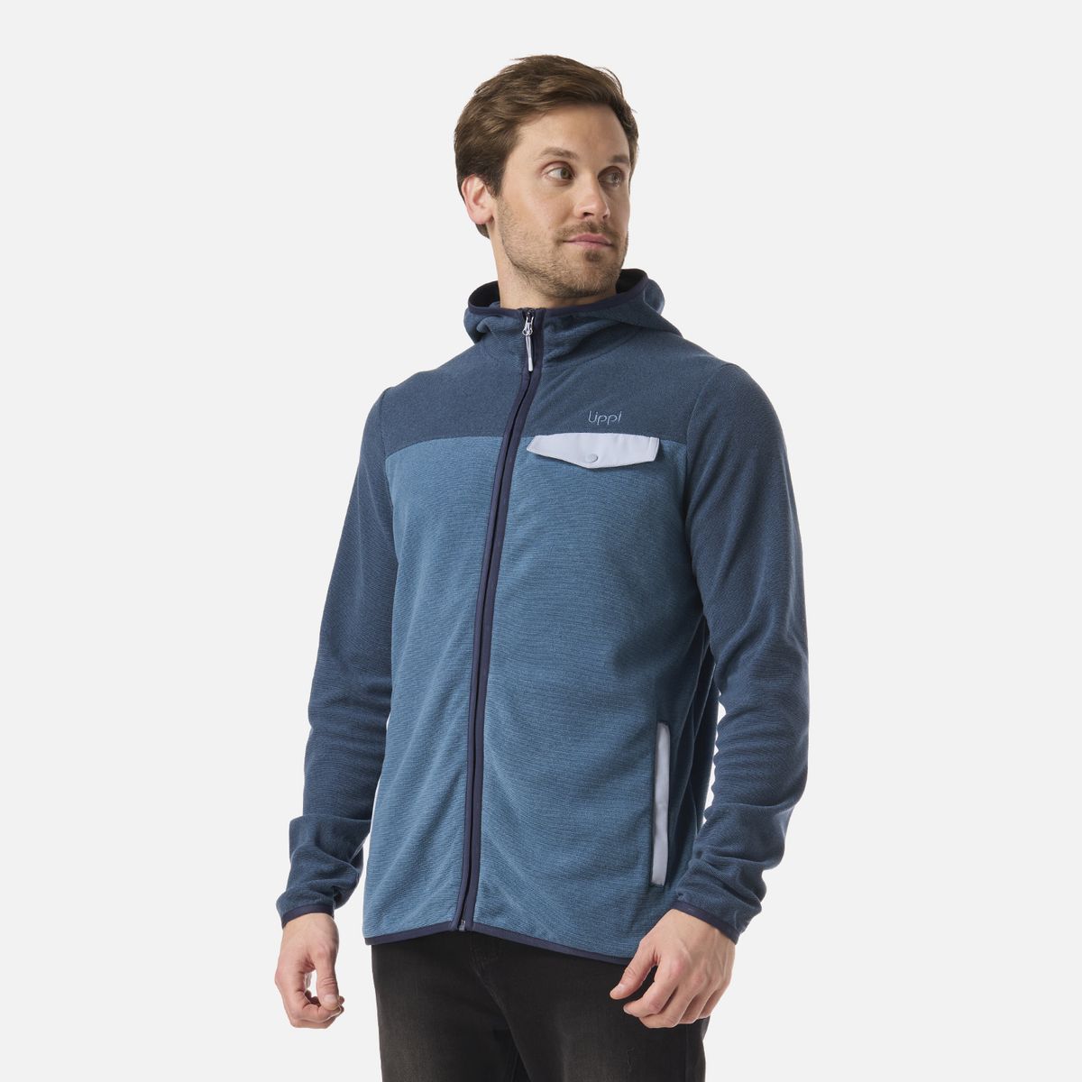 LIPPI - Polar Hombre Fireplace Full Zip Hoody Sweatshirt Azul Oscuro Lippi