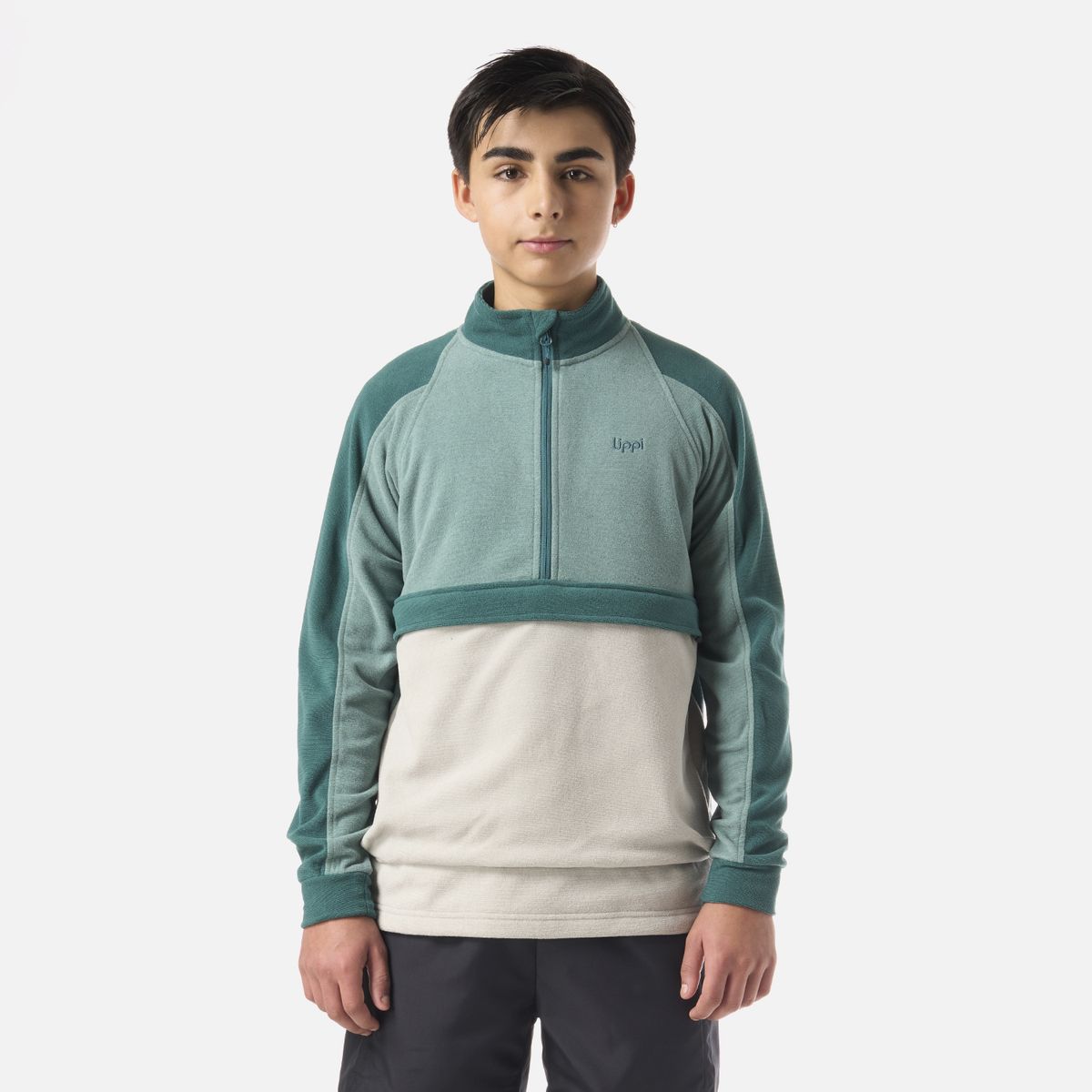 LIPPI - Polar Teen Boy Fireplace 1/4 Zip Sweatshirt Turquesa Lippi