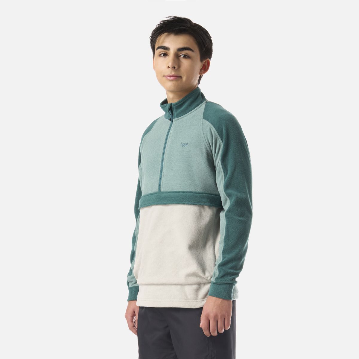 LIPPI - Polar Teen Boy Fireplace 1/4 Zip Sweatshirt Turquesa Lippi