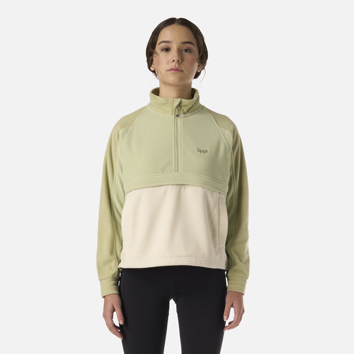 LIPPI - Polar Teen Girl Fireplace 1/4 Zip Sweatshirt Verde manzana Lippi