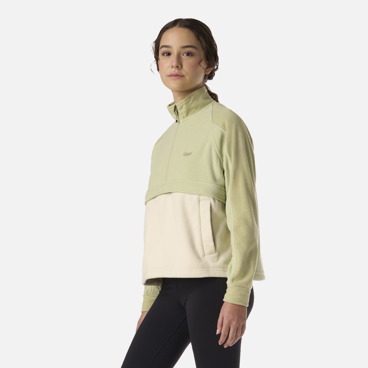 LIPPI - Polar Teen Girl Fireplace 1/4 Zip Sweatshirt Verde manzana Lippi