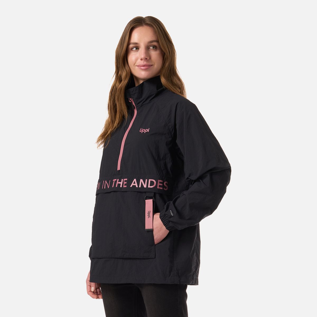 LIPPI - Chaqueta Mujer WindCity WindBreaker 1/4 Zip Jacket Negro Lippi