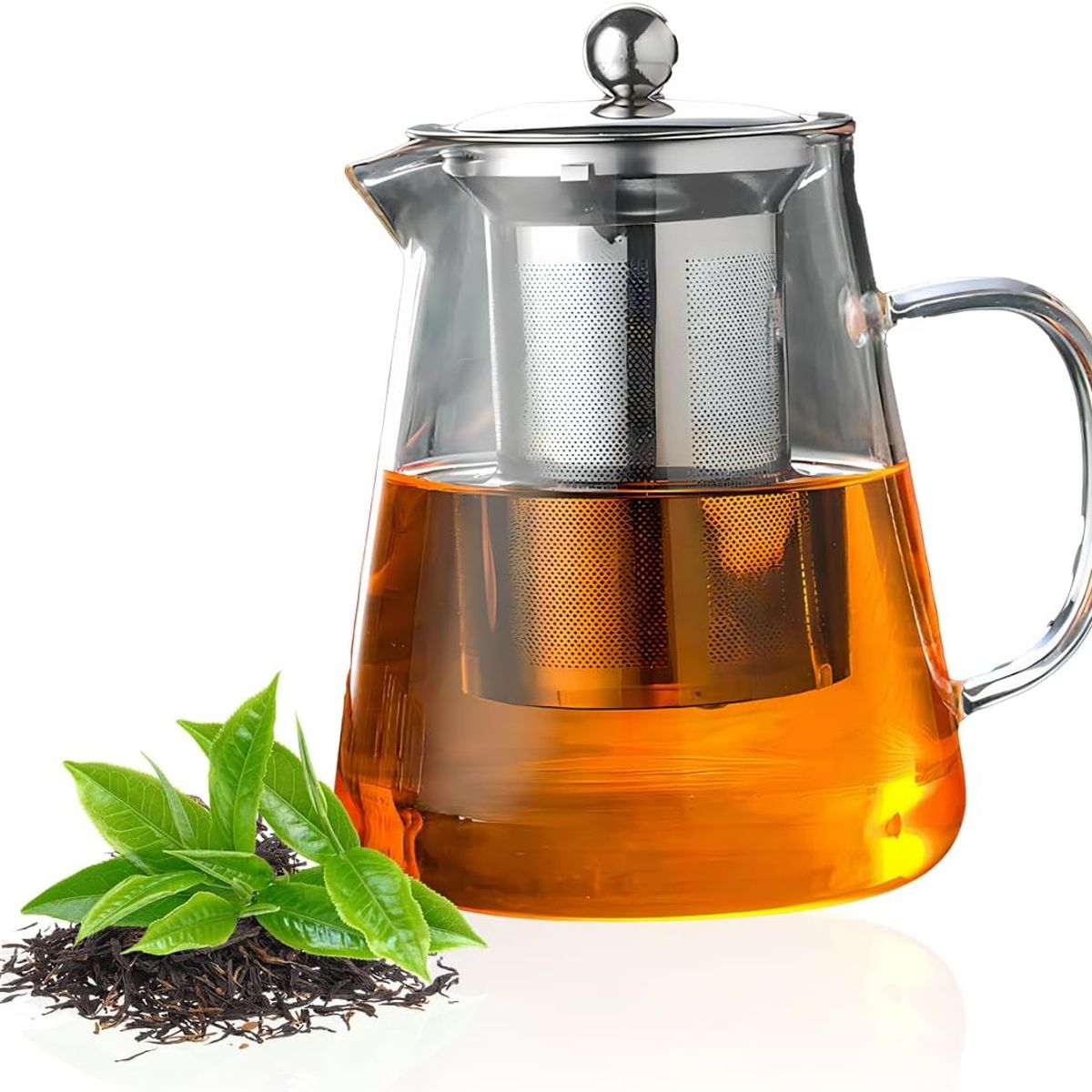 KUANGYE - Tetera de Vidrio 1.300 ml con infusor, resistente al calor