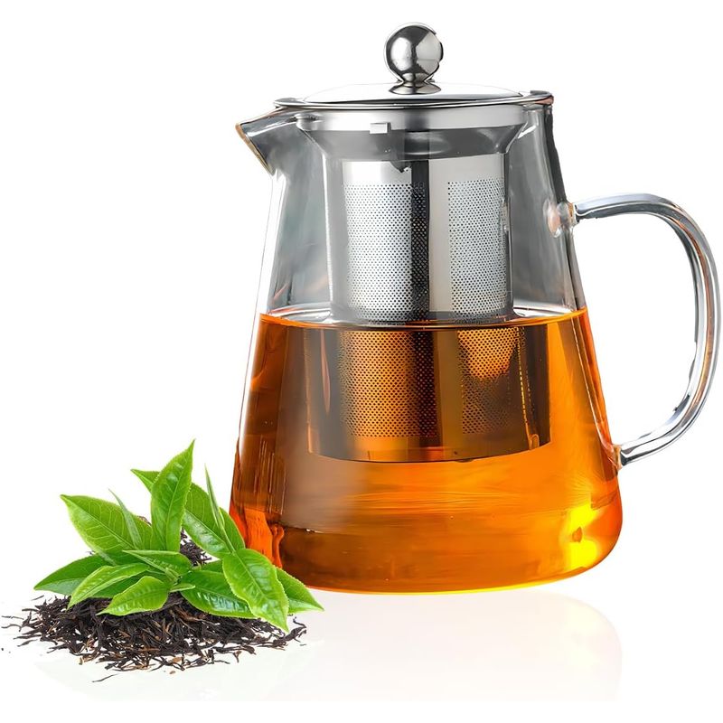 KUANGYE - Tetera de Vidrio 1.300 ml con infusor, resistente al calor