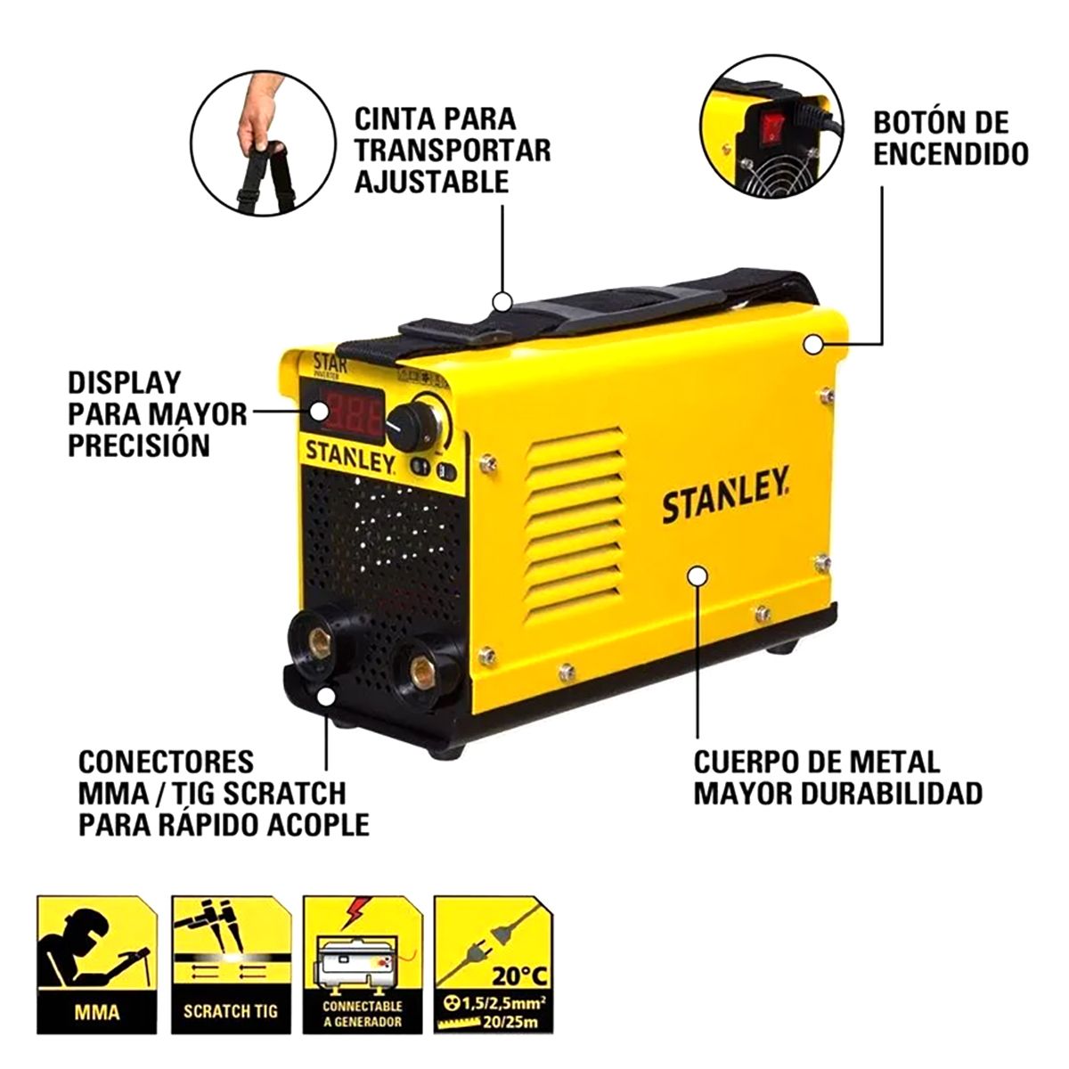STANLEY - Soldadora Inverter Stanley 160 Amper