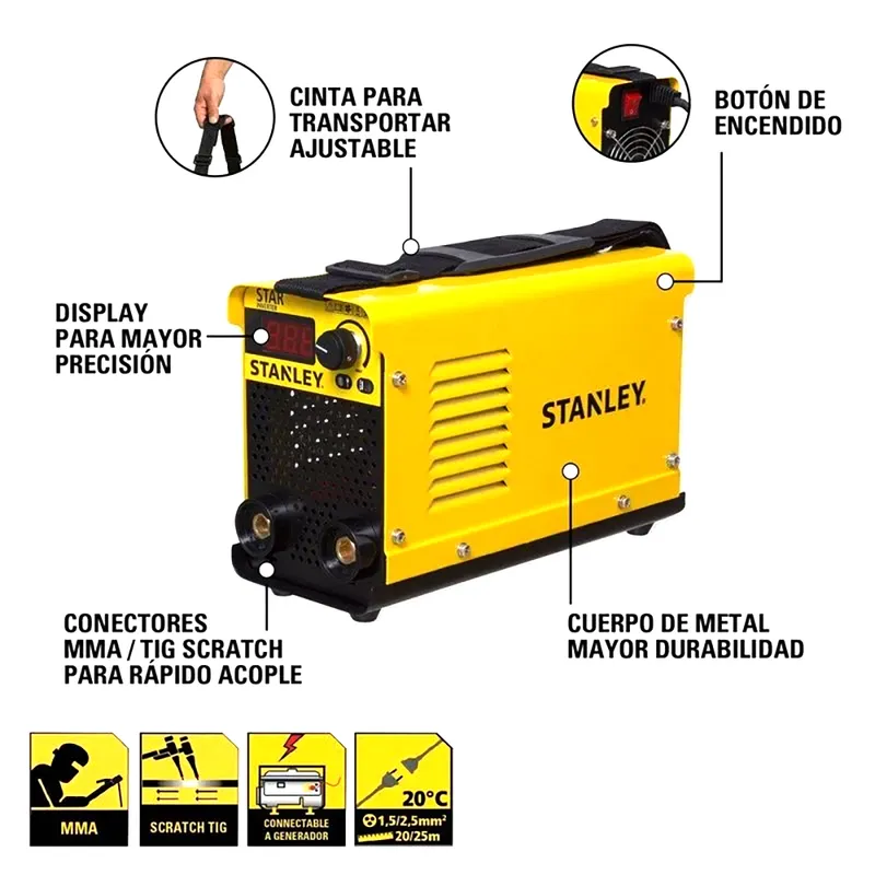 STANLEY - Soldadora Inverter Stanley 160 Amper