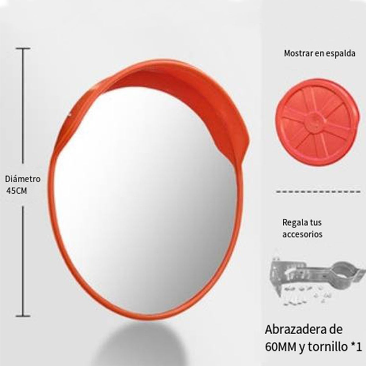 KINDA NICE - Espejo Convexo Gran Angular Con Dirección En Carretera 45 Cm