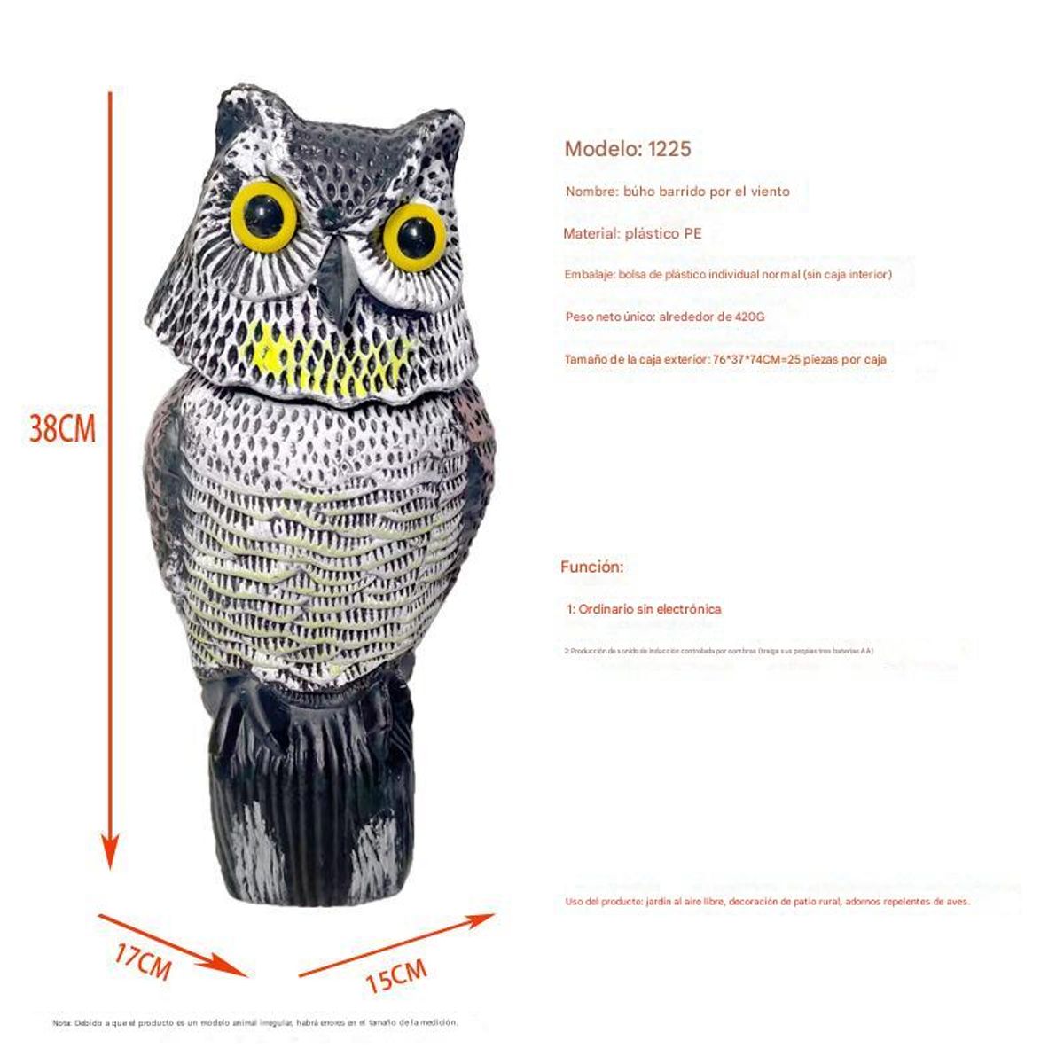 KINDA NICE - Ahuyentador De Pajaros Buho Espanta Palomas