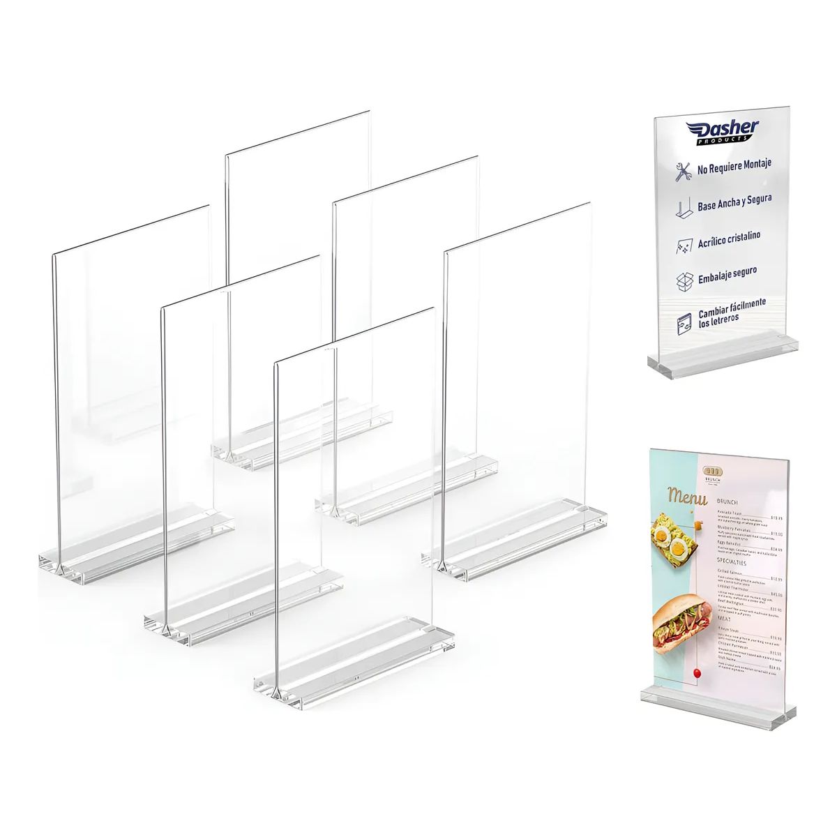 KINDA NICE - 10u Porta Publicitario Menu Folleto De Acrilico 10x15 Cm