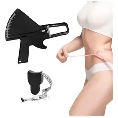 KUANGYE - Caliper Medidor De Grasa Corporal/adipometro + Cinta Métrica Negro