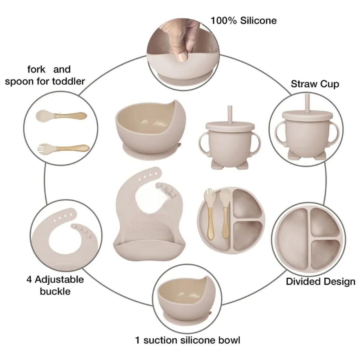 GENERICO - Juego De Alimentación Para Bebés Set De Silicona