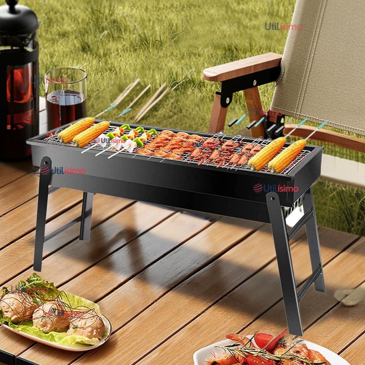 LINE - Mini Parrillera De Carbón Plegable Portátil Acero