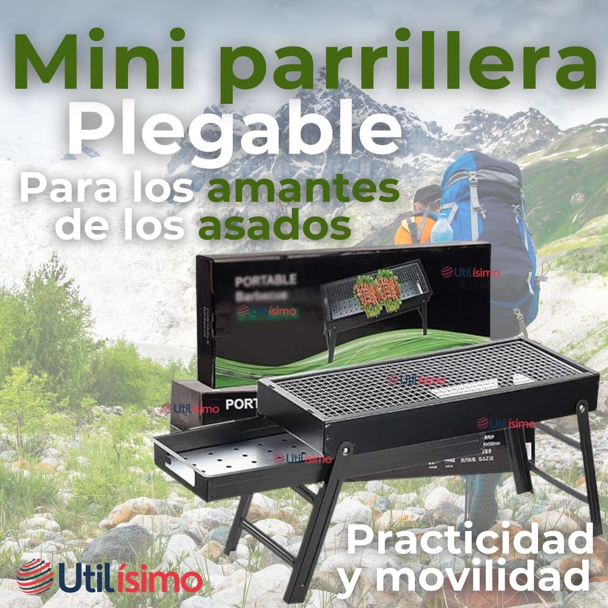 LINE - Mini Parrillera De Carbón Plegable Portátil Acero
