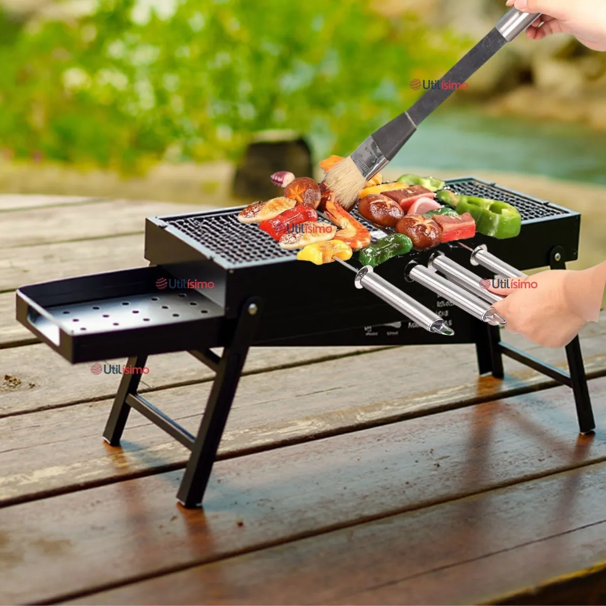 LINE - Mini Parrillera De Carbón Plegable Portátil Acero