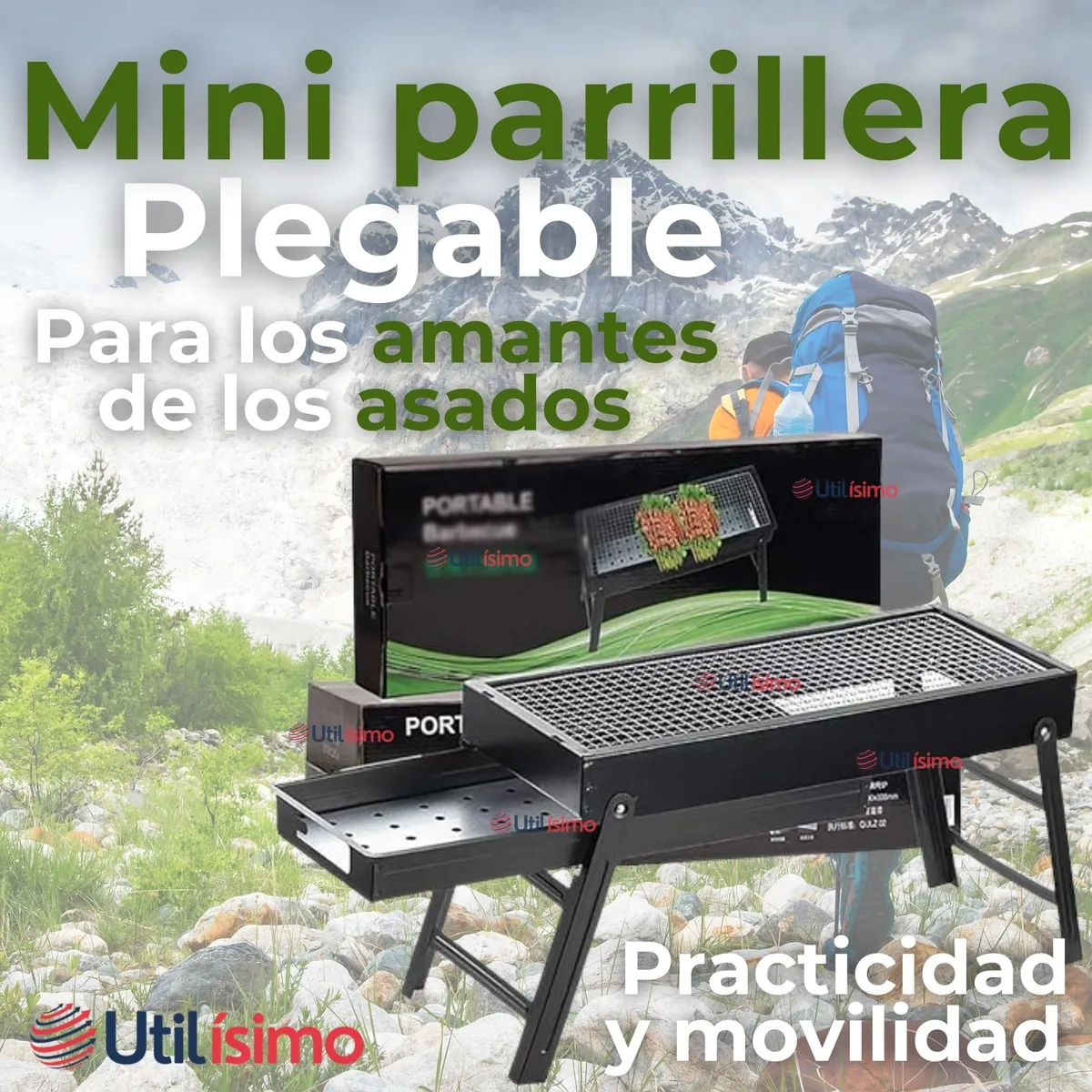 LINE - Mini Parrillera De Carbón Plegable Portátil Acero