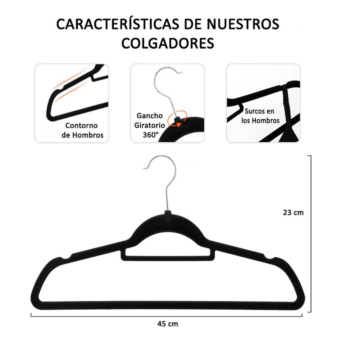 GENERICO - Colgadores Ropa Antideslizantes Terciopelo 20 Unidades