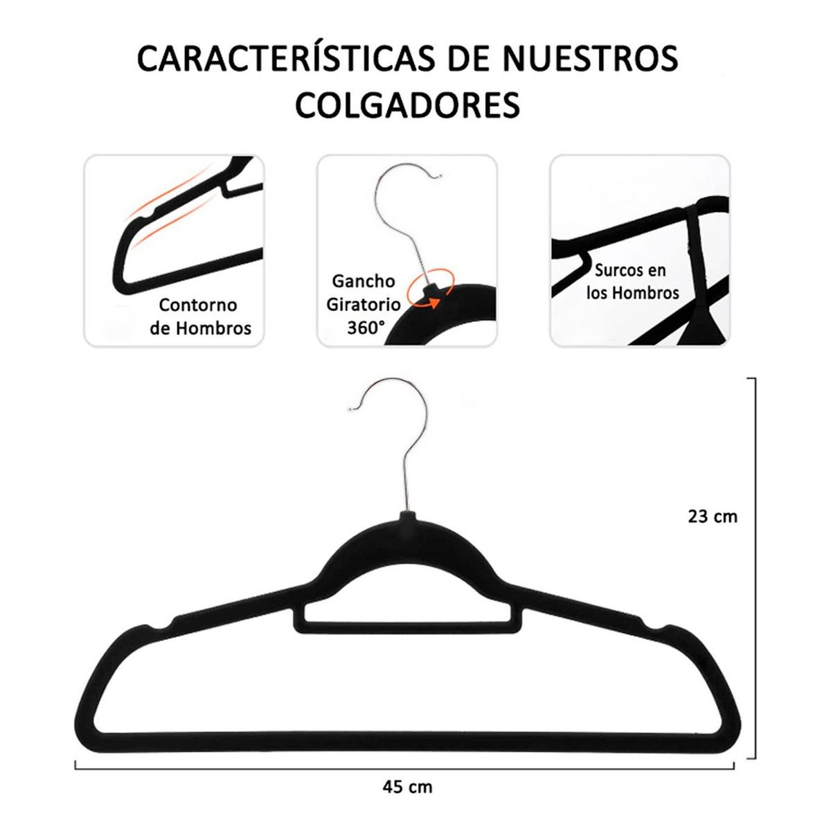 GENERICO - Colgadores Ropa Antideslizantes Terciopelo 30 Unid