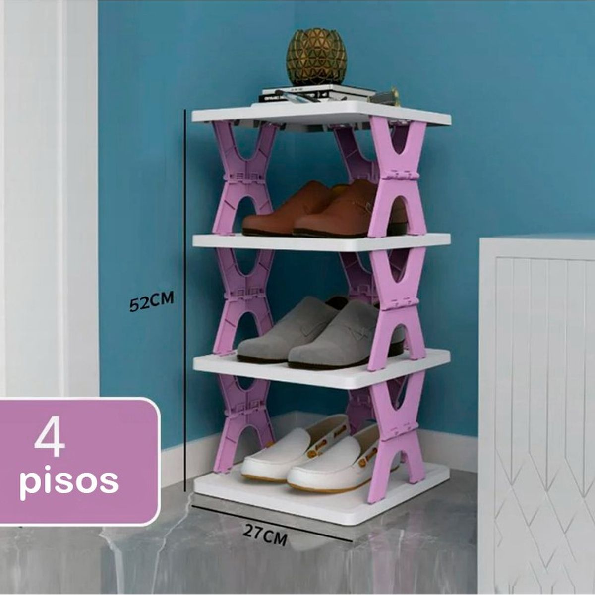 GENERICO - Organizador Zapatero Plegable 4 Niveles Color Lila