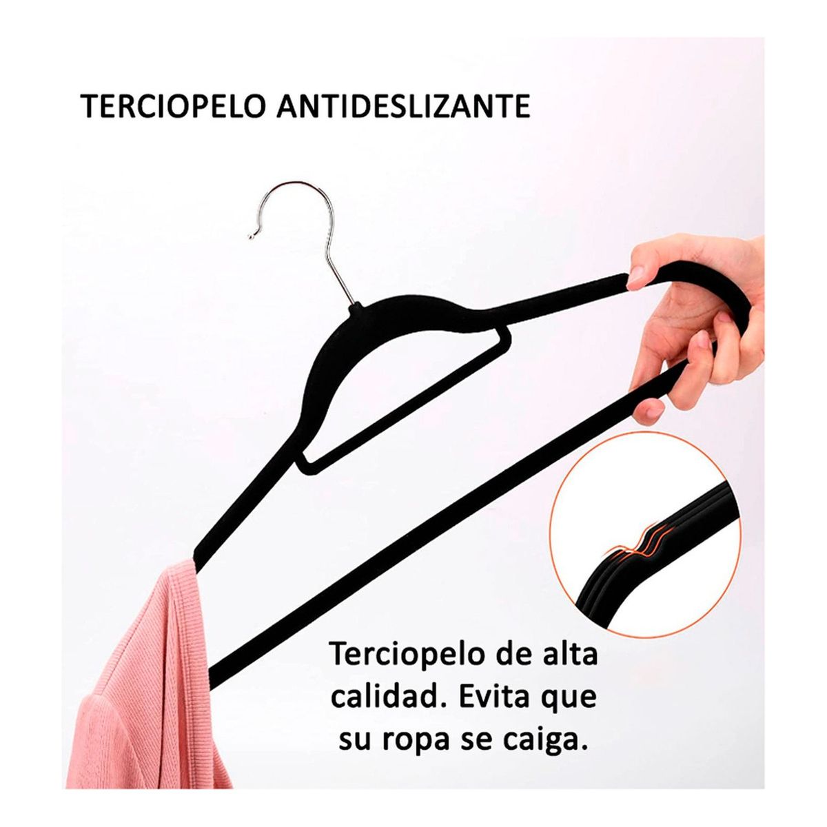 GENERICO - Colgadores Ropa Antideslizantes Terciopelo 20 Unidades