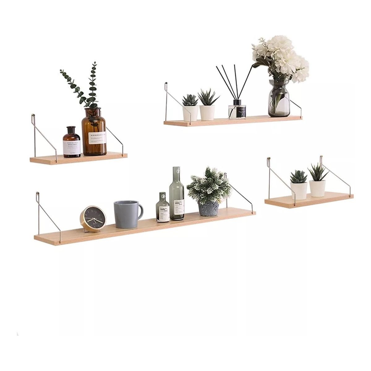 GENERICO - Estantes Flotantes Madera Natural 4 Piezas para Hogar