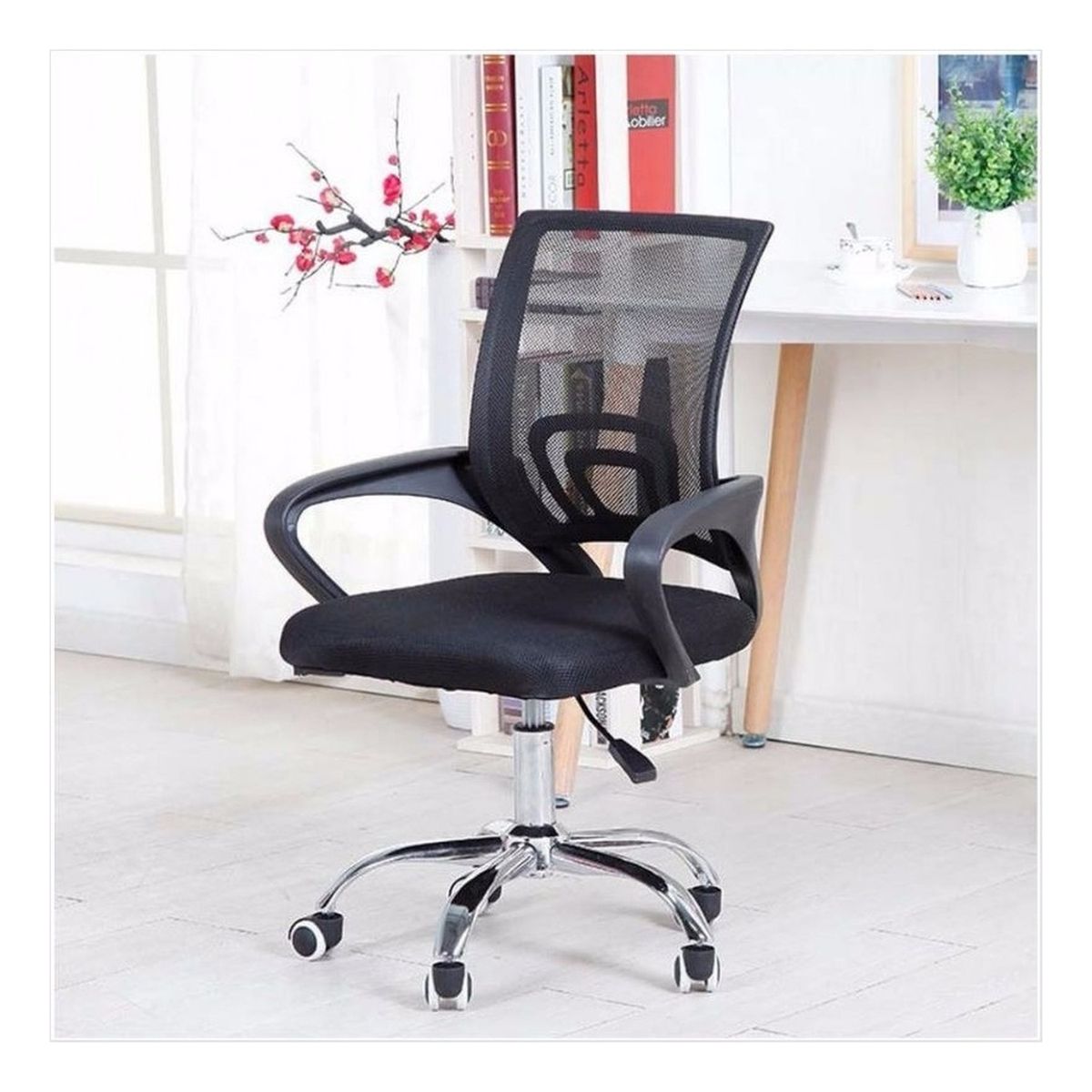 GENERICO - Silla Escritorio Ergonómica Negra Malla Diseño Moderno