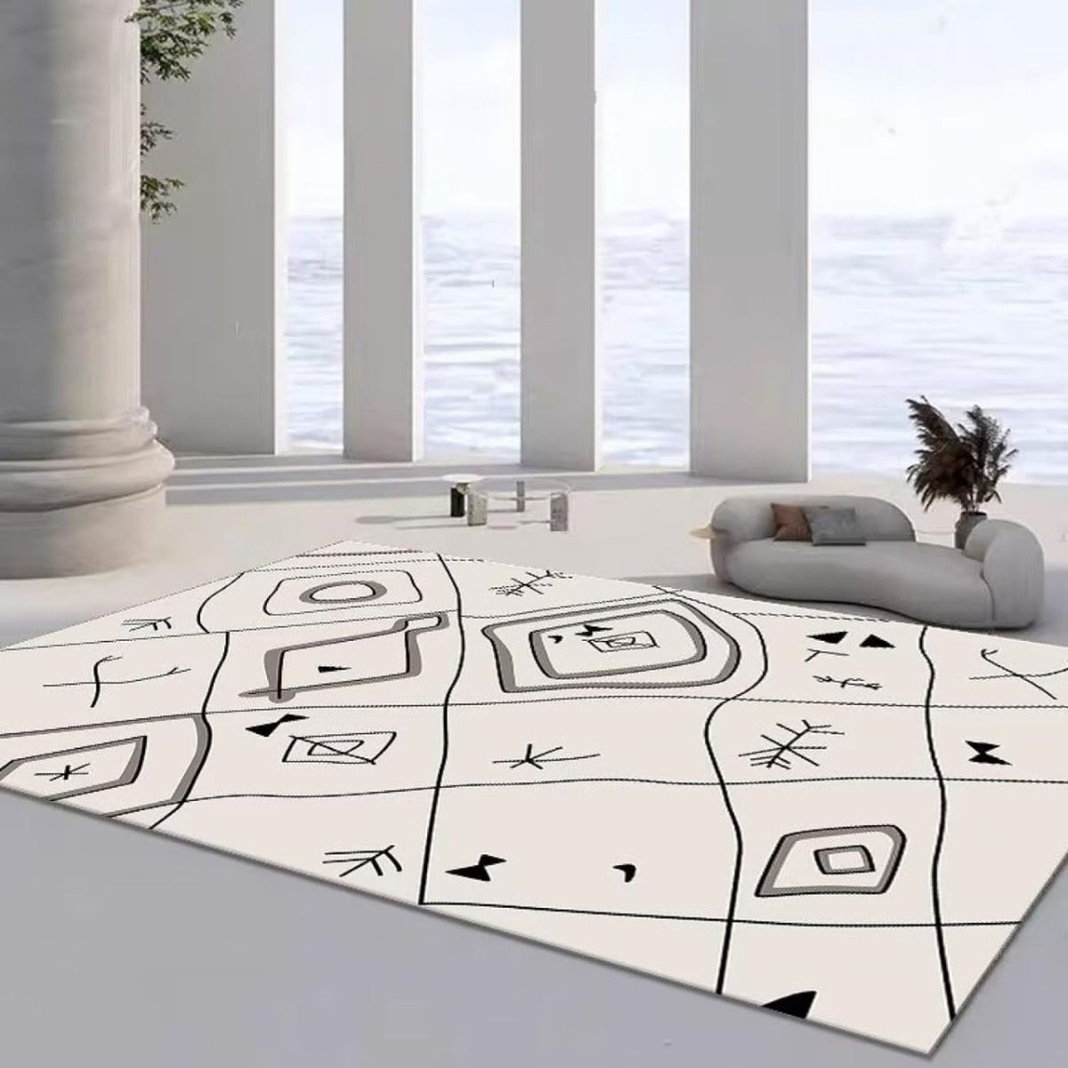 GENERICO - Alfombra Peluda Antideslizante 122x81cm Diseño Moderno