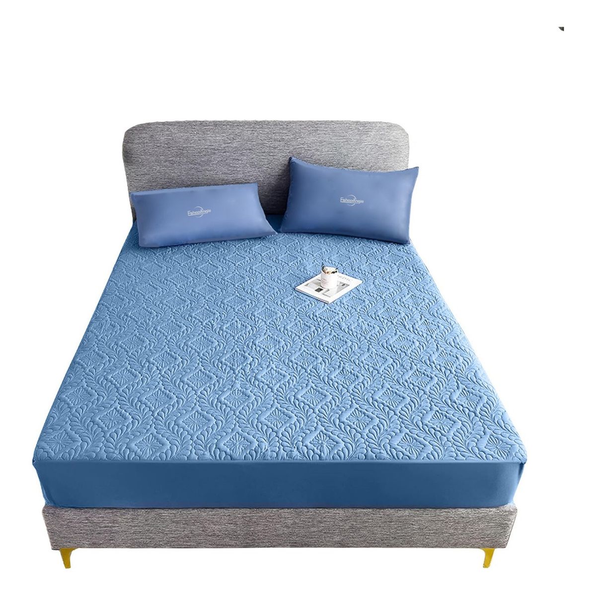 GENERICO - Cubre Colchón Impermeable 2 Plazas Hipoalergénico Azul