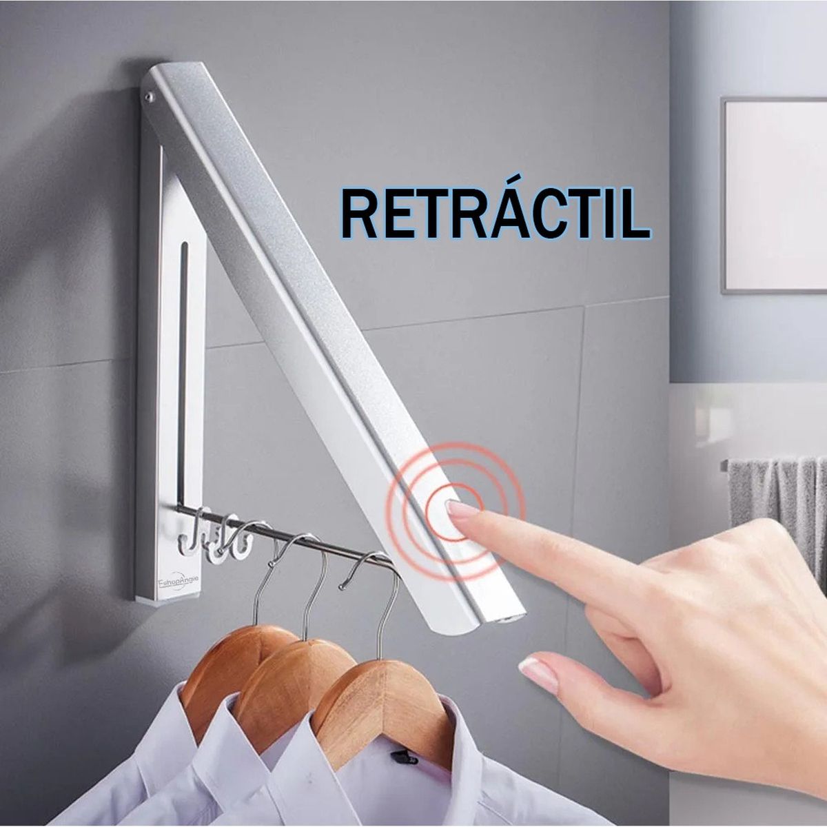 GENERICO - Colgador Ropa Plegable Retráctil Gris Alta Calidad