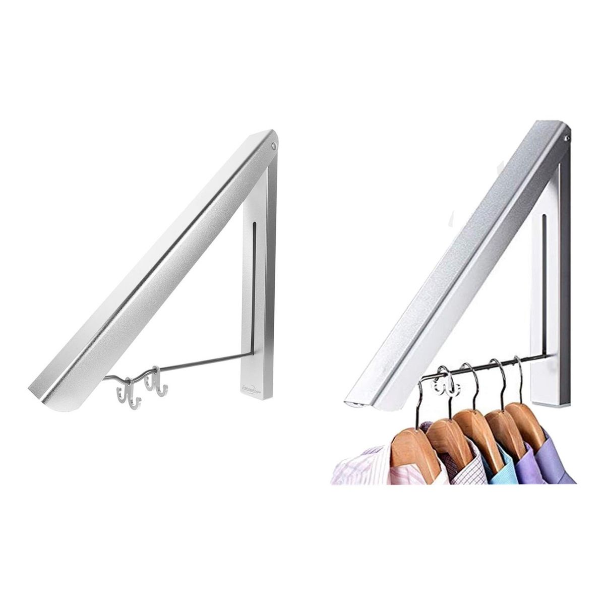 GENERICO - Colgador Ropa Plegable Retráctil Gris Alta Calidad