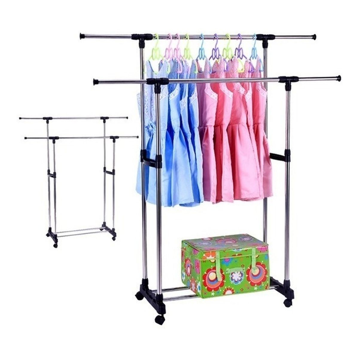 GENERICO - Perchero Metálico Doble Barra Pack X2 para Ropa