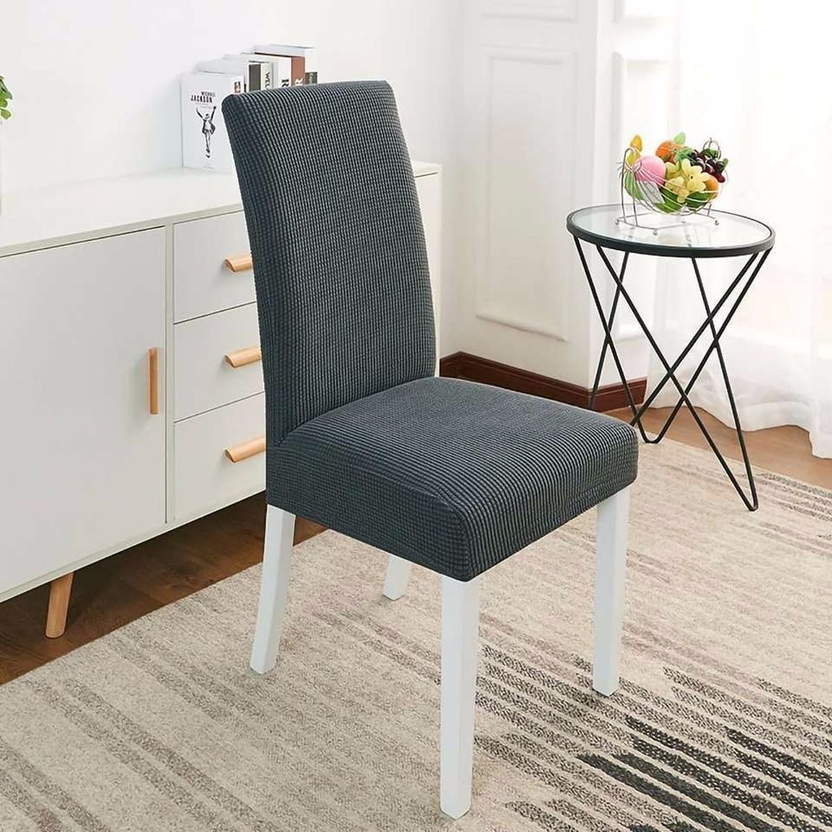GENERICO - Funda Silla Polar Spandex Comedor Gris Oscuro 90% Poliéster