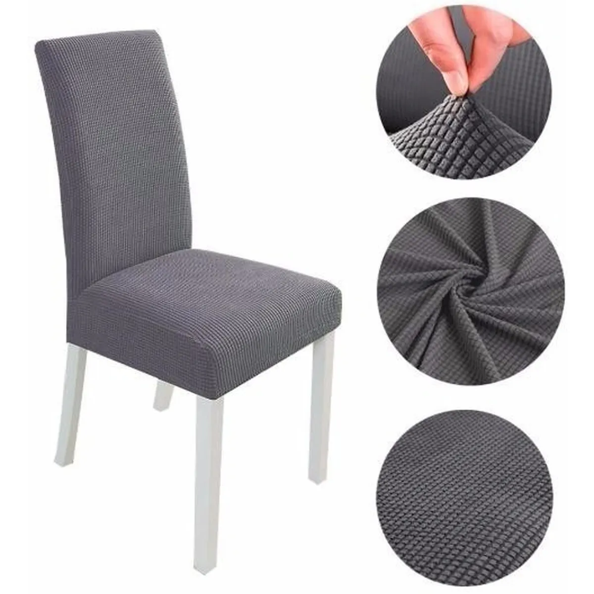 GENERICO - Funda Silla Polar Spandex Comedor Gris Oscuro 90% Poliéster