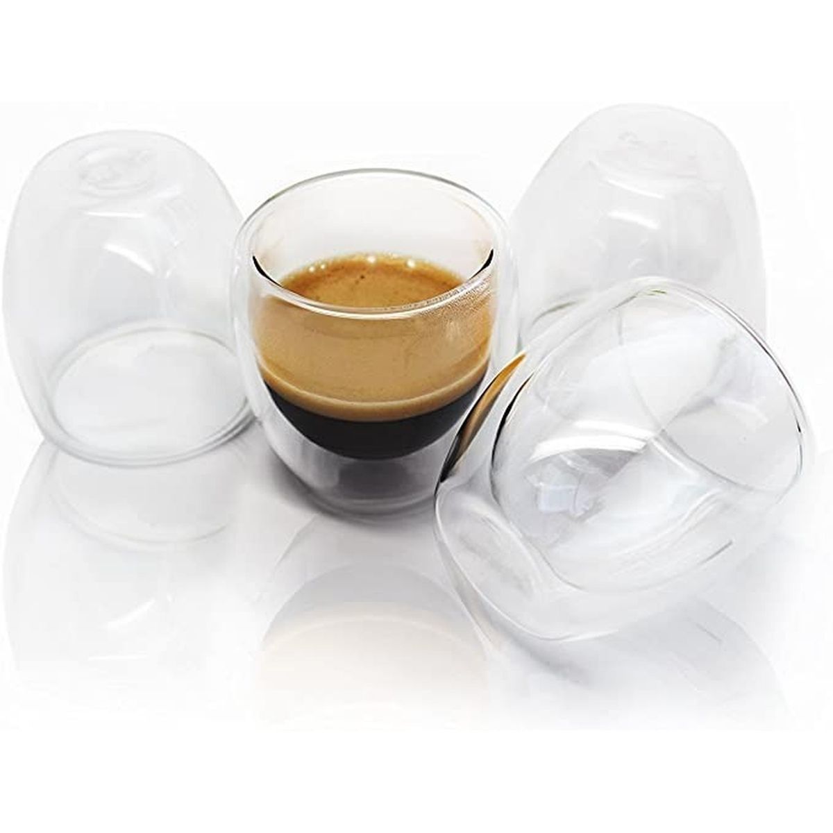 GENERICO - 4 Tazas Espresso Doble Pared Vidrio Borosilicato 250ml