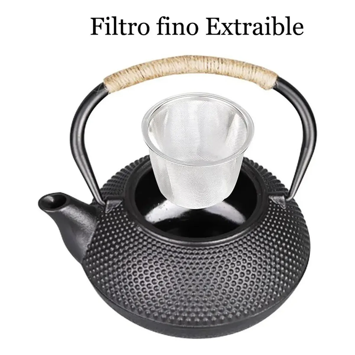 GENERICO - Tetera Hierro Fundido Japonesa Infusor Acero Inoxidable