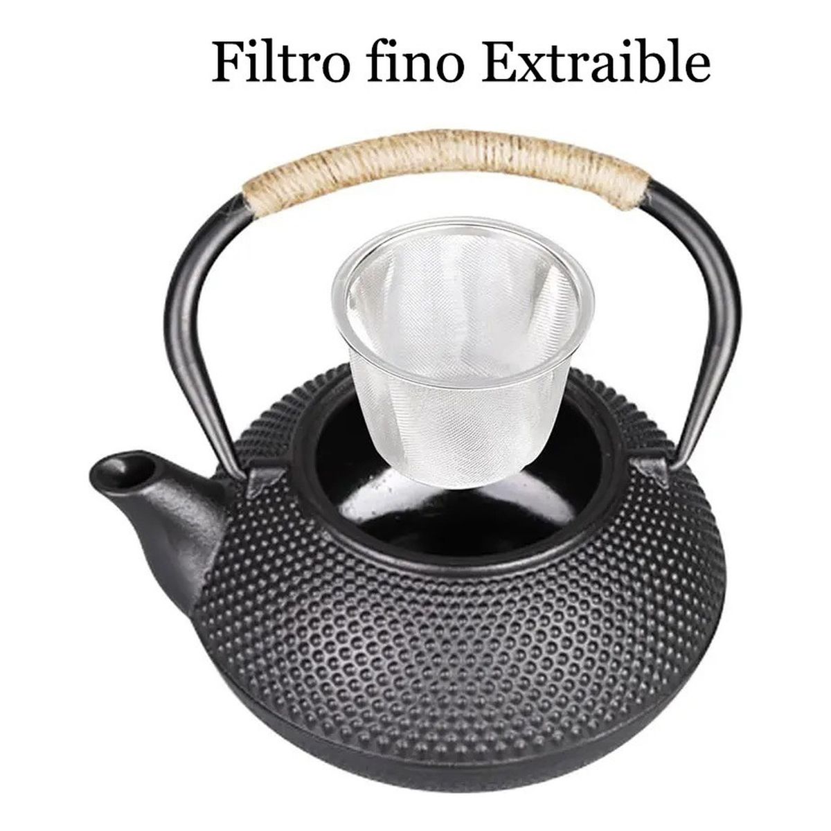 GENERICO - Tetera Hierro Fundido Japonesa Infusor Acero Inoxidable