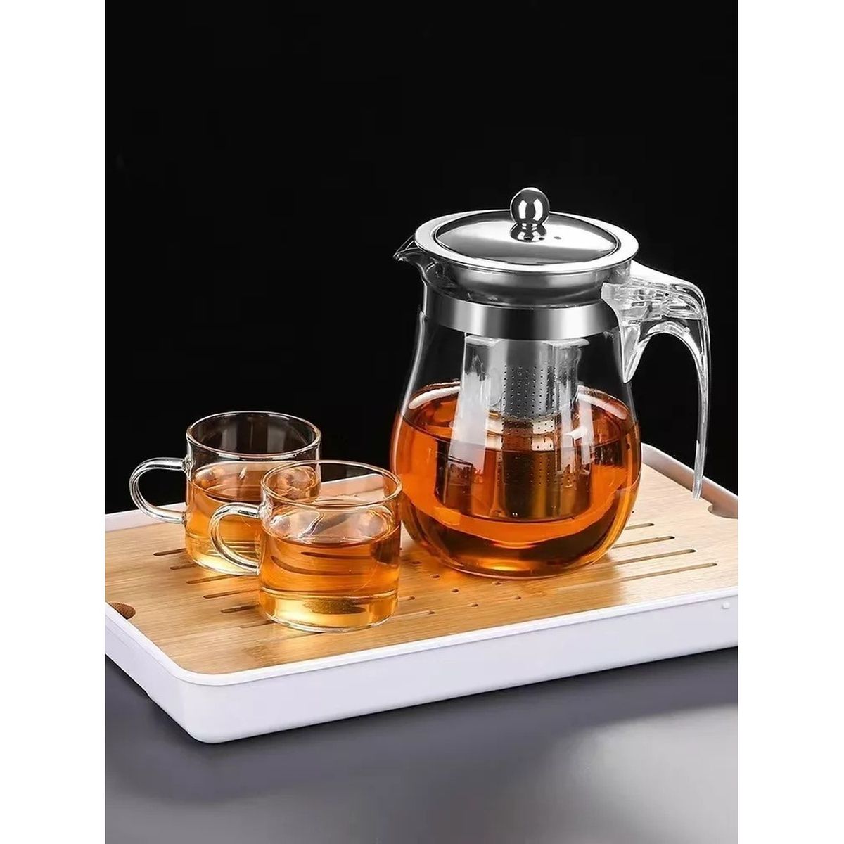 GENERICO - Tetera Vidrio Acero Inoxidable 750ml con Infusor