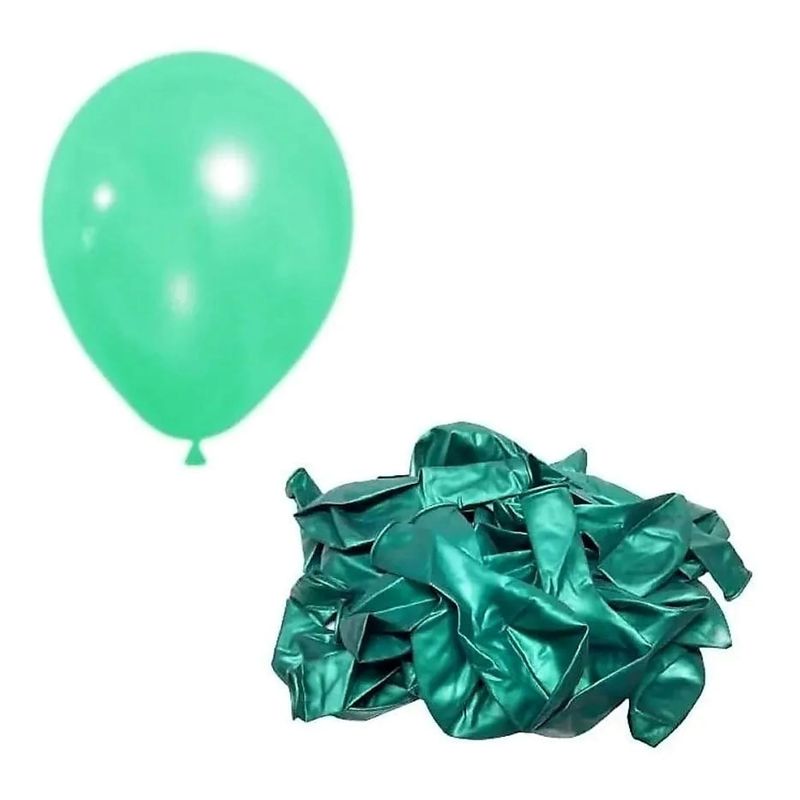 GENERICO - Pack 24 Globos Verde Esmeralda Decorativos Látex Metálicos