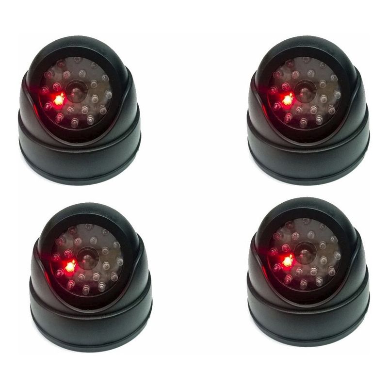 GENERICO - Pack 4 Cámara Vigilancia Falsa con Luz LED Intermitente