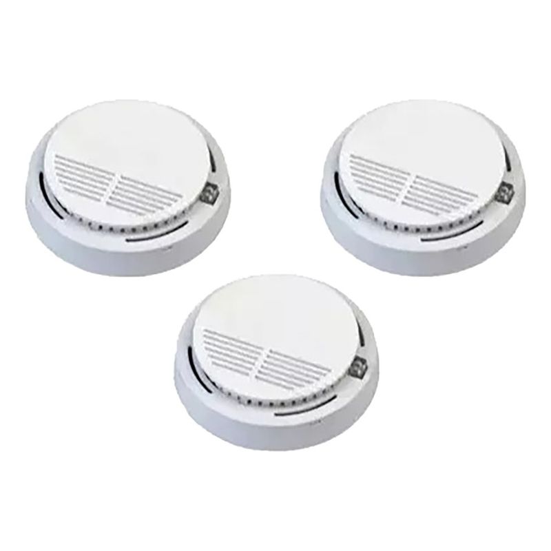 GENERICO - Pack 3 Detectores Humo Inalámbricos Batería 9V 85dB