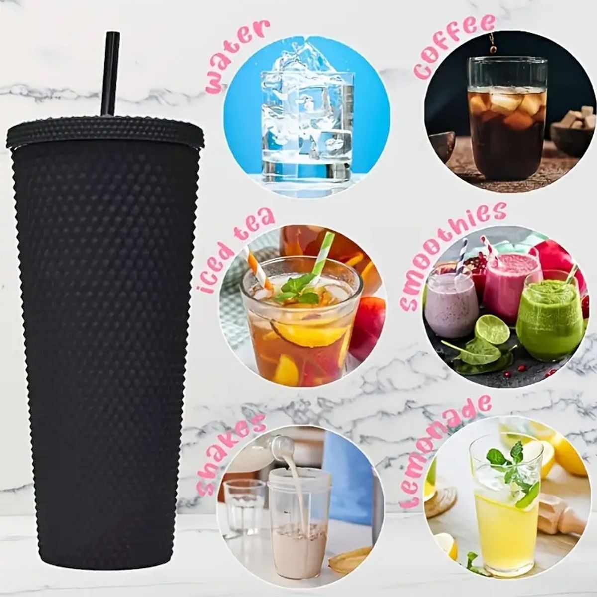 GENERICO - Pack 3 Vasos Tumbler Tipo Starbucks Doble Pared Libre BPA